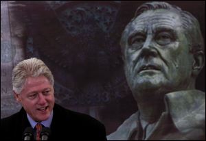 Mr. Clinton, who spoke at the FDR memorial Wednesday, is the only Democrat to be elected since Roosevelt to a second term.
