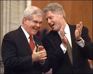 The GOP's Newt Gingrich, left, calls Mr. Clinton the best tactical politician of his lifetime.