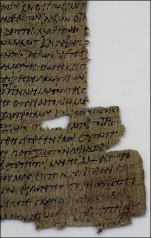 A papyrus fragment written in Koine Greek details the Last Supper and the Betrayal.