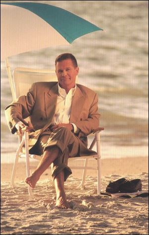 David Mobley enjoys a cigar on a beach in Naples. This promotional picture was used in his own Maricopa Investments Funds brochure, where he claims his investment results are among the highest of any hedge fund in America.