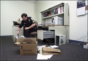 Sgt. Jim Brace moves into his office, which he says is six times the size of the one he had at the old police station. The department has nine full-time officers.