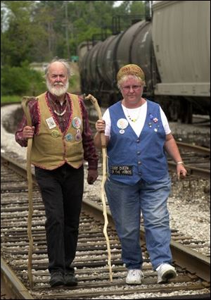 `We want to commemorate the hobo and to let people know what a hobo really is,' says Bob Dudley, recently crowned King of the Hobos, with his wife, Mary Ann.