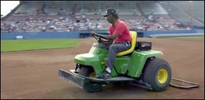 L.C. Bates, the head groundskeeper, has been working at the ballpark since it opened in 1965.