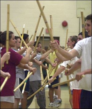University of Toledo students work on stick-fighting fundamentals. The course became popular when the name was changed from Modern Arnis.