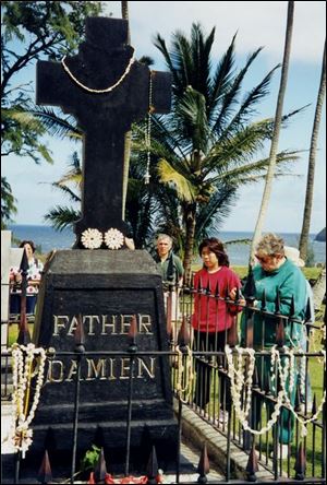 A monument for Father Damien is found on Kalaupapa, Hawaii, where, from 1866 to 1969,  people diagnosed with leprosy were taken to live.