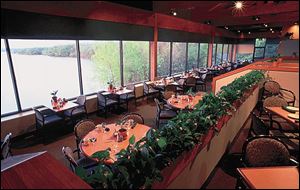 A restaurant in the park's resort lodge provides diners with a good view of the eastern half of Deer Creek Lake.