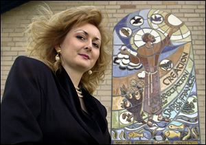 Svetlana Cholvadova's ceramic murals include this four-foot-by-six-foot tribute to St. Francis of Assisi on display at Lourdes College in Sylvania.