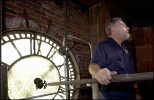 Maintenance supervisor George Jondro must make sure the courthouse clock is running smoothly.