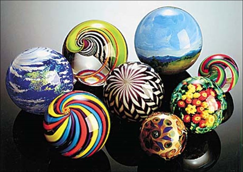 Handmade marbles on display Toledo Blade