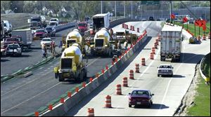 Paving has begun on I-280, which is being widened between Manhattan Boulevard and the Buckeye Basin Greenbelt Parkway in conjunction with the new Maumee River bridge.