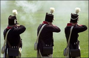 The ceremony included a musket volley after the singing of the National Anthem.