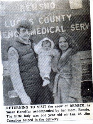 A newspaper clipping recalls the Hanifans' reunion with an EMT a year after the storm.