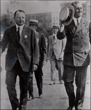 James M. Cox, left, served as governor from 1913 to 1915 and from 1917 to 1921. In 1920, he ran unsuccessfully for president. His running mate was Franklin D. Roosevelt, right.