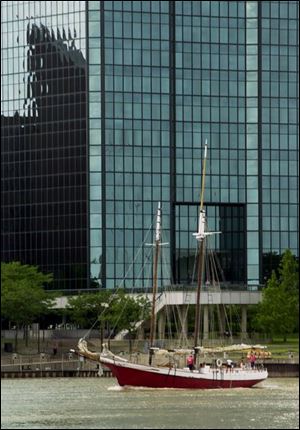 The Red Witch, one of the tall ships that is to be part of the bicentennial visit this sum- mer, is no stranger to the Toledo waterfront.