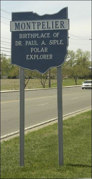A sign notes Dr. Siple's primary claim to fame, though he also is credited with the concept of the 'wind-chill factor.'