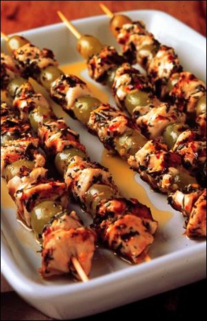 Grilled Chicken and Grape Skewers.
