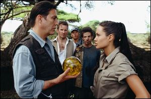 Ciaran Hinds and Angelina Jolie star in Tomb Raider.