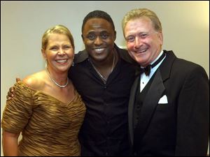 Star Wayne Brady, center, posed with Linda Franklin and Jim Murray after the show. Many of Mr. Brady's fans watched him on last night's Emmy Awards.