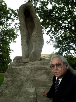 WORK OF ART: <i>Metamorphosis</i>, by Emanuel Enriquez, was dedicated at BGSU in honor of the upcoming 30th anniversary of the Latino Student Union.