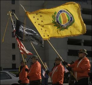 Cty VVA colorguard.  marched down Superior st in vets parade. blade photo  by herral long  11/8/2003