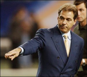 Nick Saban, coach of reignng national champion LSU, led the University of Toledo in 1990 for one season in his first head coaching job, recording nine wins with the Rockets.