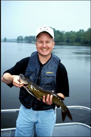 A channel catfish, with forked tail, is the bullhead's larger cousin.
