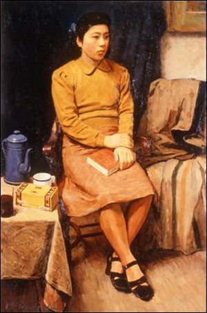 Masaya Tomiyasu's <i>Seated Woman</i>, an oil on canvas, is among the Japanese works on loan to the Toledo Museum of Art.