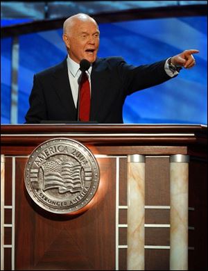 Former U.S. Senator John Glenn, a former astronaut, criticized the Bush administration for what he called its lack of leadership in education and scientific research in the nation.