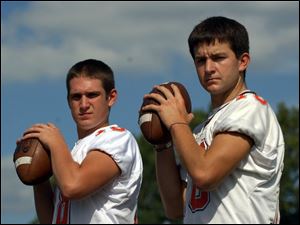 Scott Stansley, left, and Andrew Skeels share quarterbacking duties at Southview. Coach Jim Mayzes says both can pass and run effectively.
