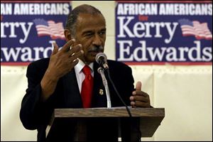 Rep. John Conyers visits Indiana Avenue Missionary Baptist Church, one of seven he spoke at around the area yesterday.