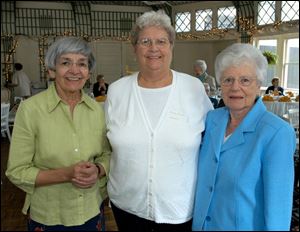 ON THE TOWNE: From left, Louise Henahan, Norma Trudell, and Greta Ullman have their own memories to share of their club's 50th anniversary.