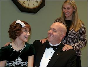 The cast of <i>Annie Warbucks</i> includes, from left, Hayley Reynolds, Chad Lowry, and Kelsey Sczesny. 