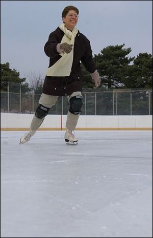Sister M. Valerie Schneider skates at the Ottawa Park rink.