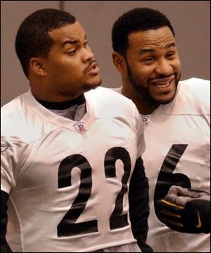 Pittsburgh running backs Duce Staley, left, and Jerome Bettis combined for 1,771 yards and 14 touchdowns in the regular season. 