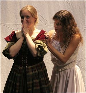 Anna Enflo, left, is Emilia, and Brie-anne Murphy is Desdemona
in the UT production of a play by Paula Vogel.
