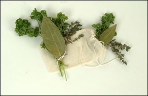 Tie bouquet garni with kitchen string or use a small cheesecloth bag.