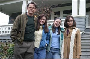 Portraying the Kondracke family in CBS  Saving Milly are, from left, Bruce Greenwood as Morton, Kylee Dubois as Alexandra, Jessica Lowndes as Andrea, and Madeleine Stowe as Milly.
