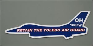 A magnet promotes the Ohio Air National Guard s 180th Fighter Wing, one of several facilities
Ohio offi cials are trying to preserve from military cuts. The 180th is at Toledo Express Airport.
