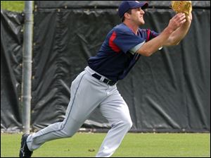 Cleveland's Casey Blake, an infielder-turned-outfielder, works at perfecting new skills.
