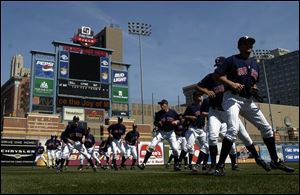The Mud Hens enjoyed a beautiful day as they warmed up yesterday at Fifth Third Field.