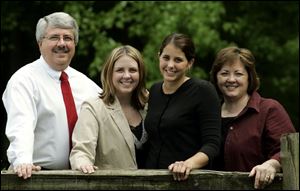 Above, from left, father Michael, daughters Tara and Kelly, and mother Cathy Ruhlen endured tuition and time pressures. Son Christopher, at left, earned his law degree this year.