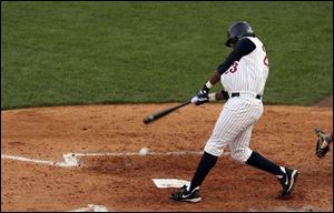 Marcus Thames strokes this controversial double in the second inning. 