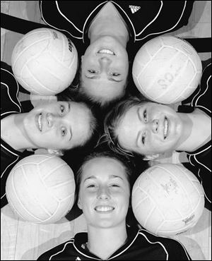 Toledo Christian is 14-0 this season and looking for its first Toledo Area Athletic Conference title. The Eagles  leaders include (clockwise, from top) Jacki Emmenecker, Deanna Soviar, Maggie Busch and Jasmine Vugrinac.