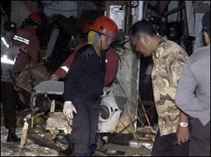 The scene at Raja's restaurant in Kuta after bombs went off today.