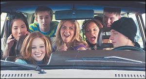 The cast of Kids in America includes, from left, Emy Coligado, Stephanie Sherrin, Alex Anfanger,
Caitlin Wachs, Crystal Celeste Grant, Chris Morris, and Gregory Smith.

