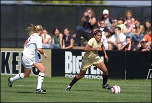 Jessica Okoroafo has registered 10 goals and 2 assists for Purdue as a freshman starter.