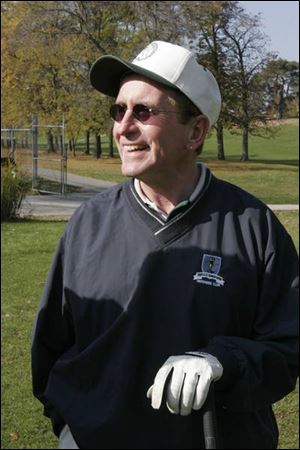 Golfing on his first day of retirement.