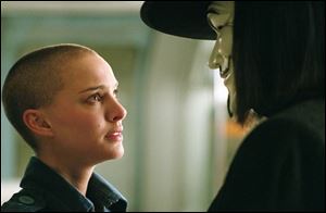 Natalie Portman and Hugo Weaving in <i>V for Vendetta</i>.