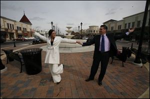 Chelsea Dillin dances with her father, Larry Dillin, at Levis Commons in Perrysburg. They will dance to 'Unforgettable' at her wedding reception.