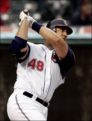Travis Hafner hit two home runs as part of a 4-for-4 opening day at Jacobs Field. 